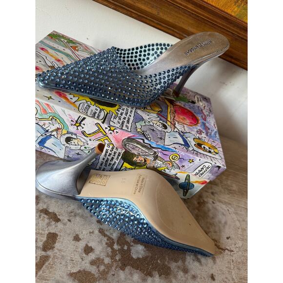 Jeffrey Campbell Romantique Blue Clear Rhinestones Pointed Toe Pump 8.5 w box - Picture 9 of 14